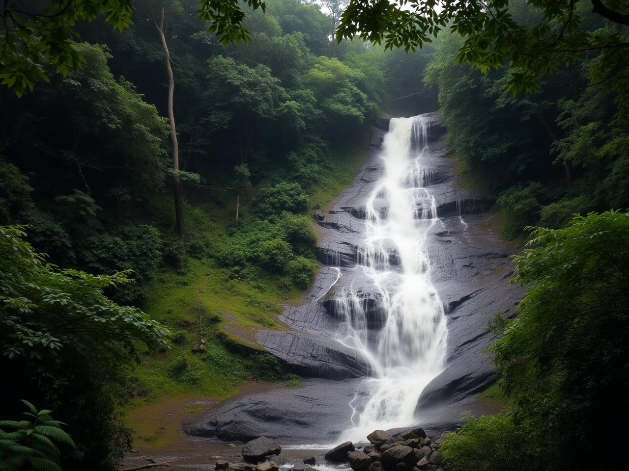 Forest waterfall in the Western Ghats